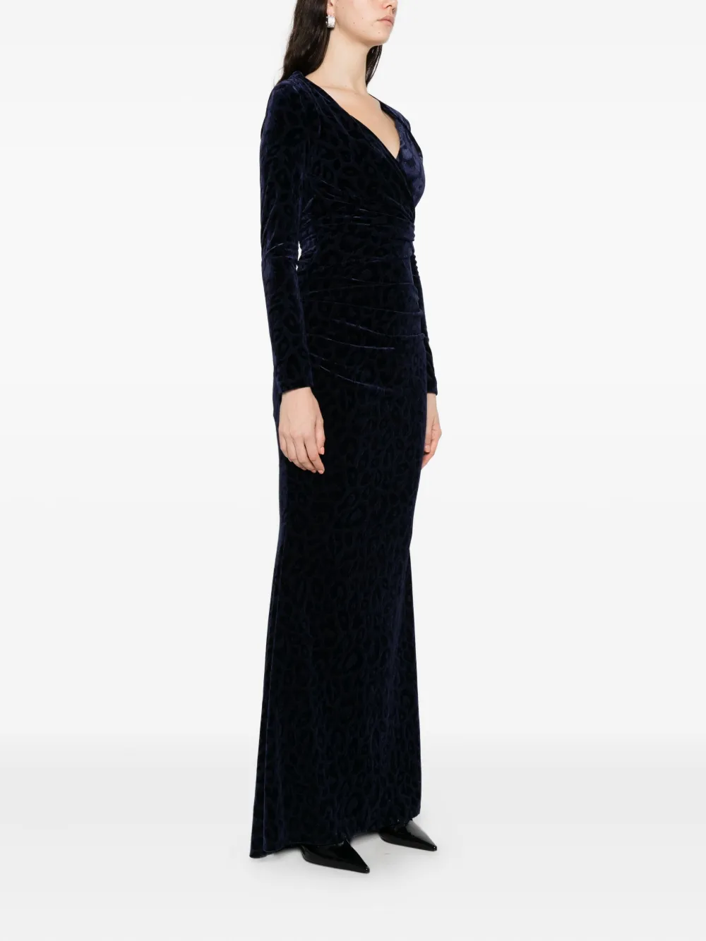 Talbot Runhof Jurk met dierenprint Blauw