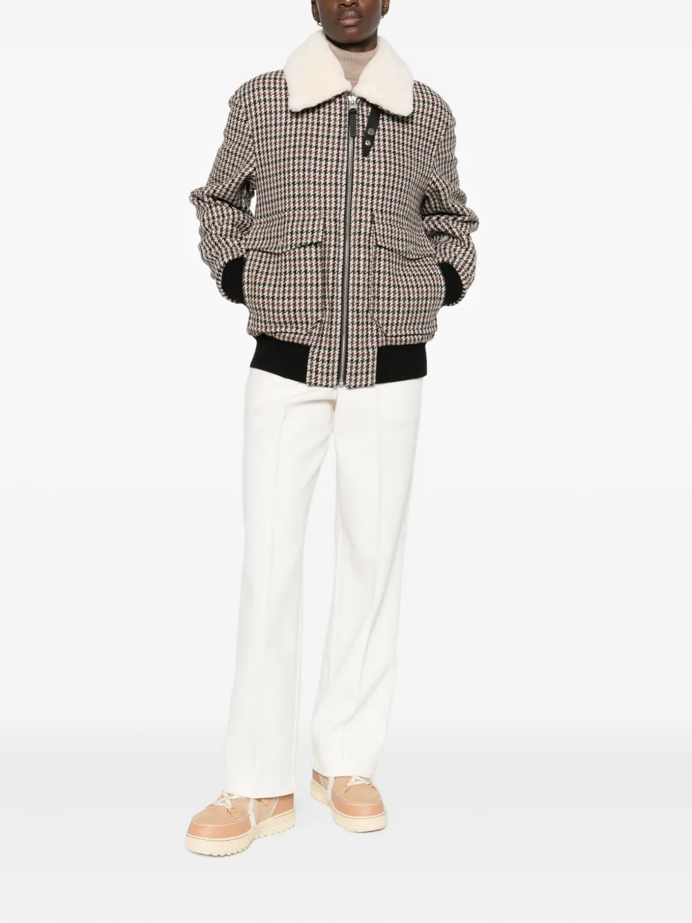 Mackage houndstooth-pattern shearling-collar jacket | Varsity Jackets | Image 2