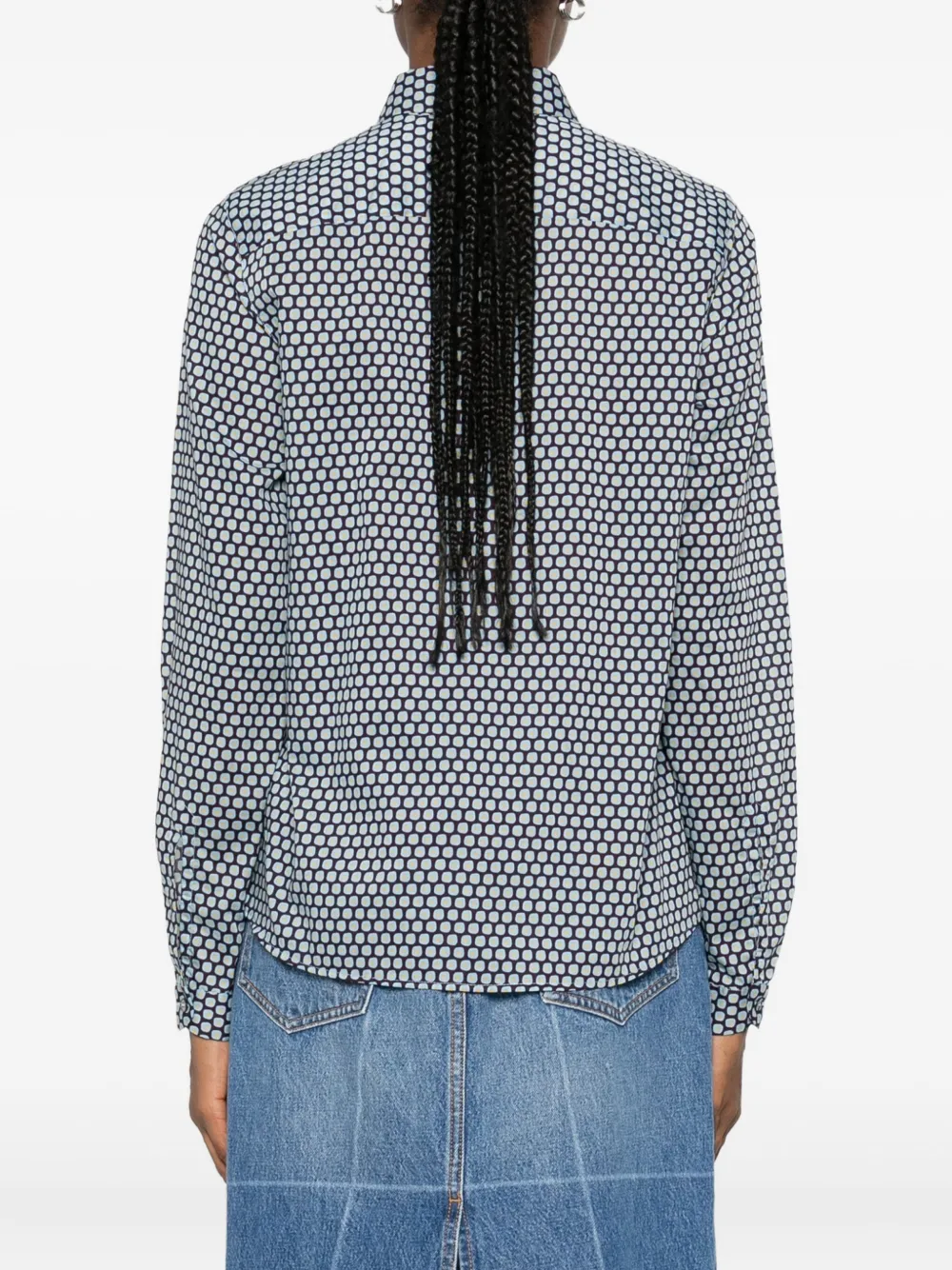 Robert Friedman Buttoned Patterned Top In Blue