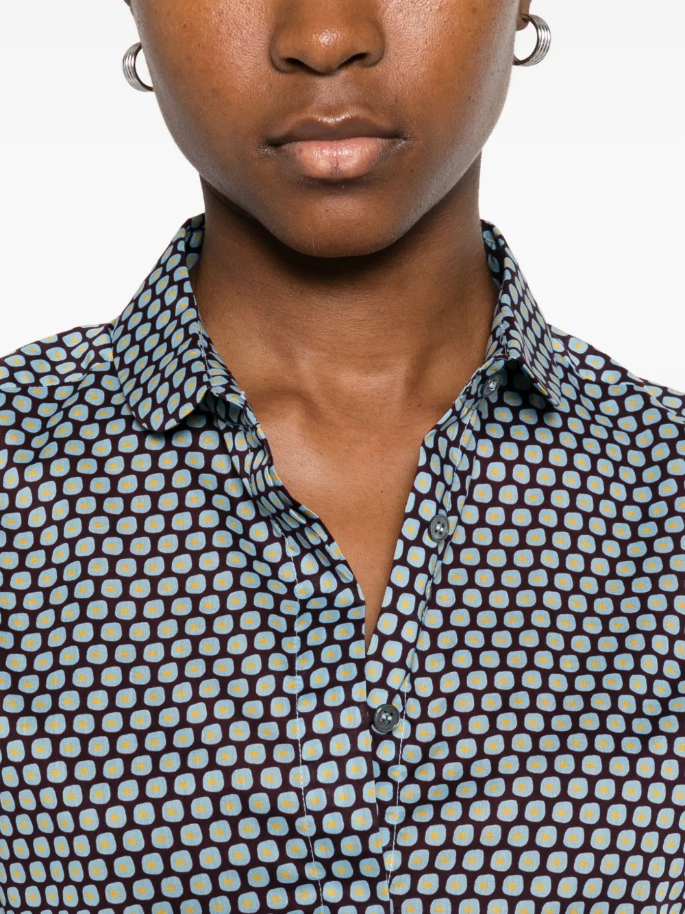 Robert Friedman Buttoned Patterned Top In Blue