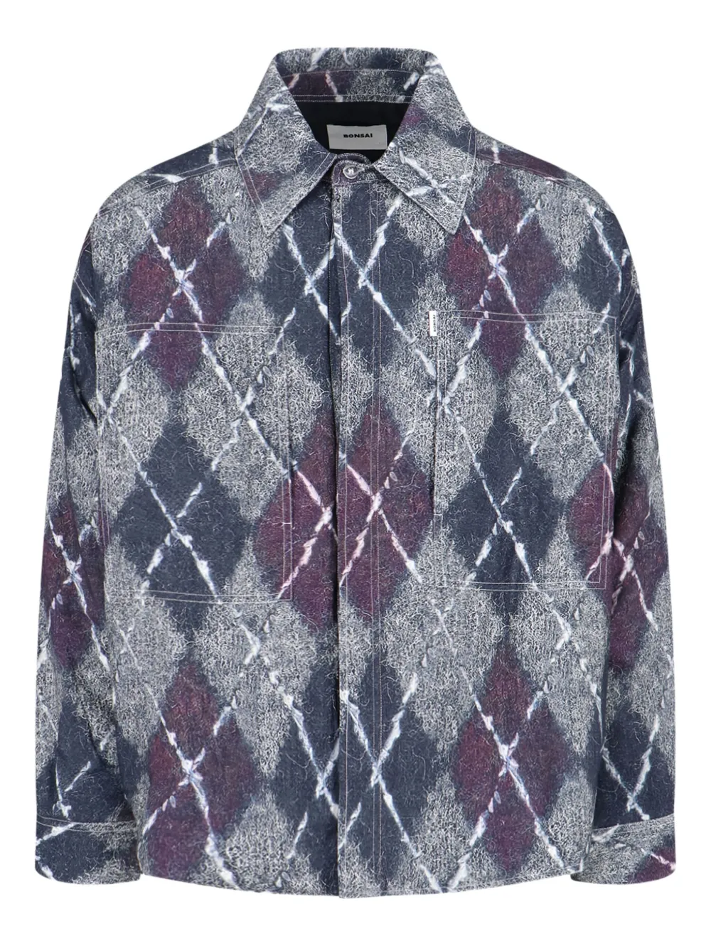 Bonsai Diamond Texture Shirt Jacket In Gray