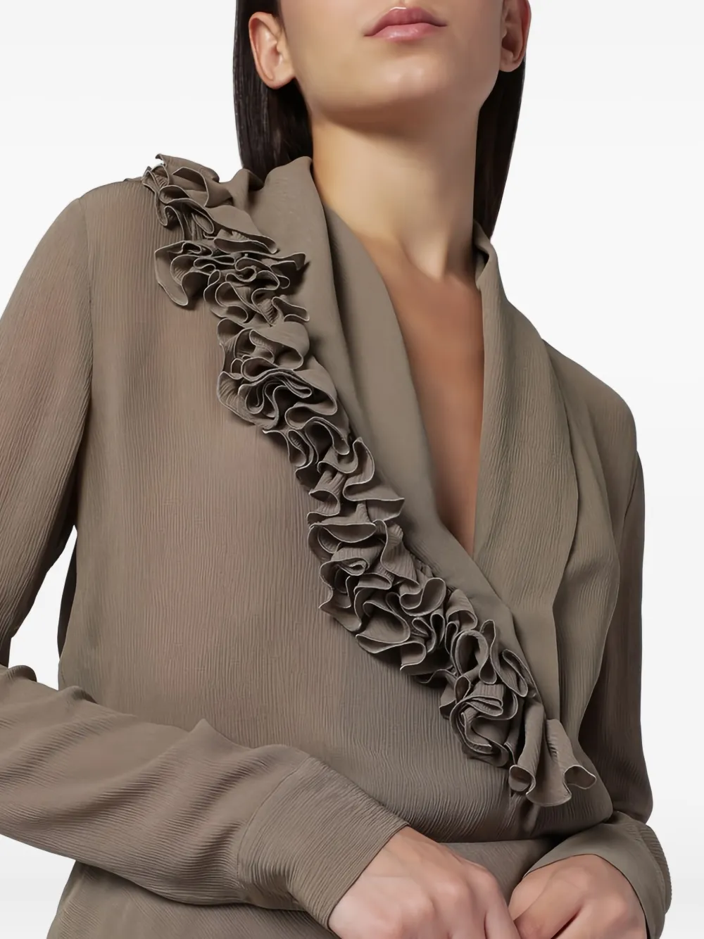 Alberta Ferretti Shirt met ruches Bruin