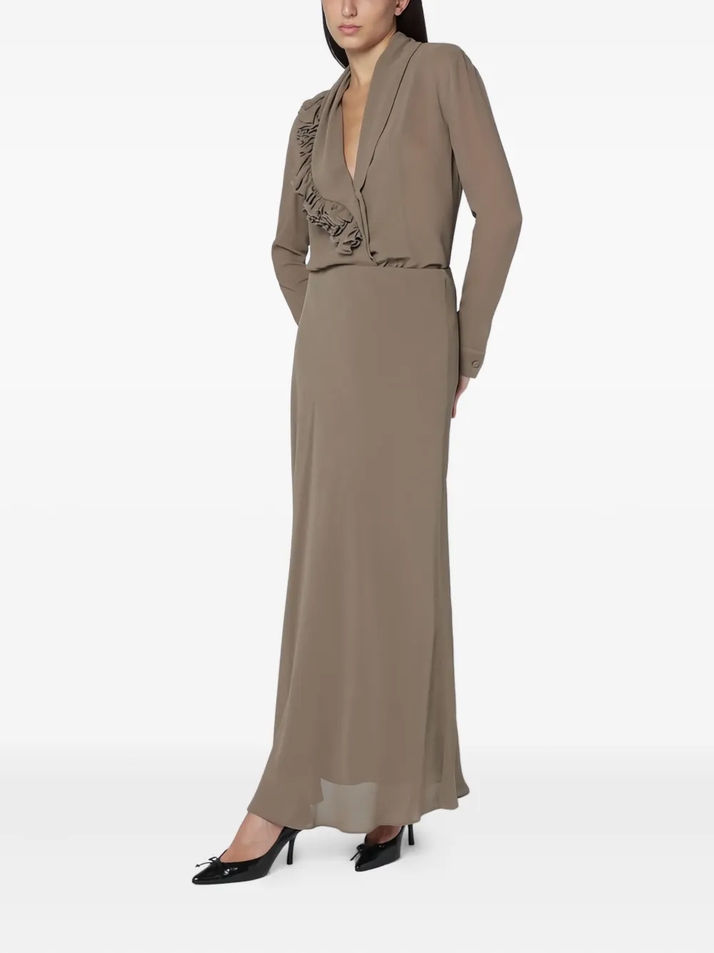 Alberta Ferretti Shirt met ruches - Bruin