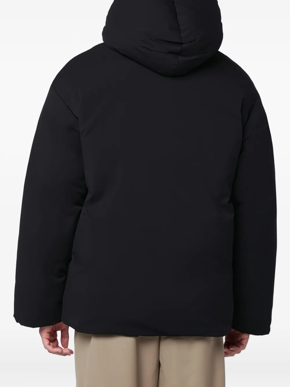 Oamc Black Peacemaker Puffer Jacket With Logo Embroidery In Multi