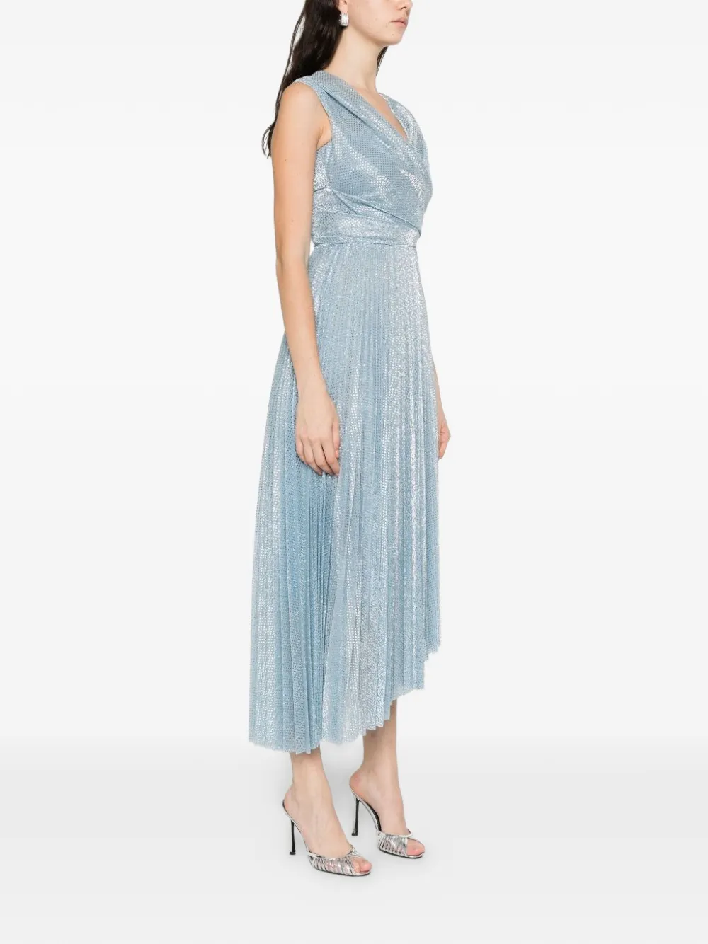  Talbot Runhof Vestido Largo Drapeado - Azul 