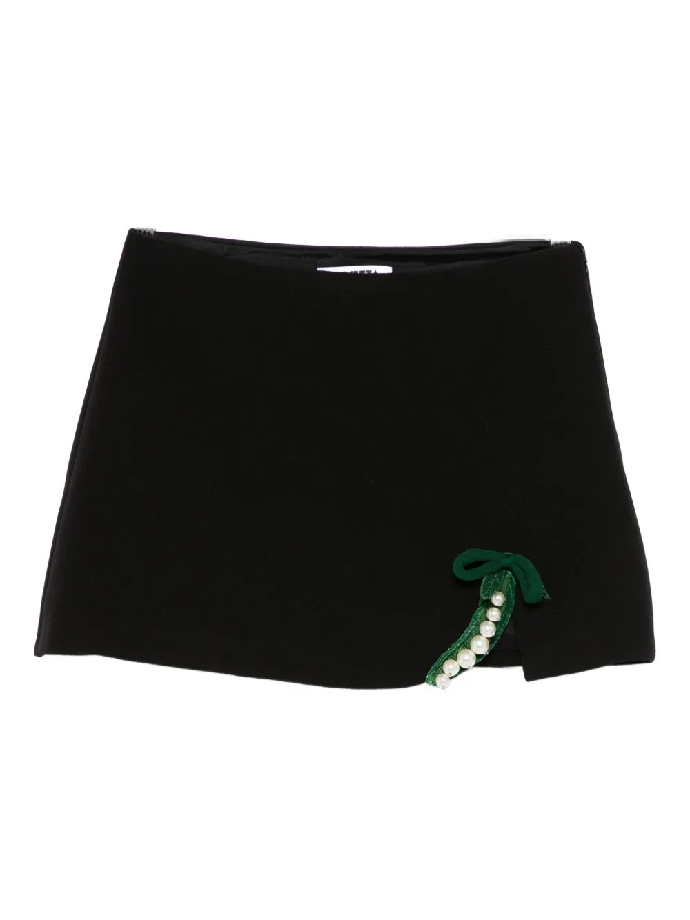Vivetta Pearl-embellished Straight Skirt In Black