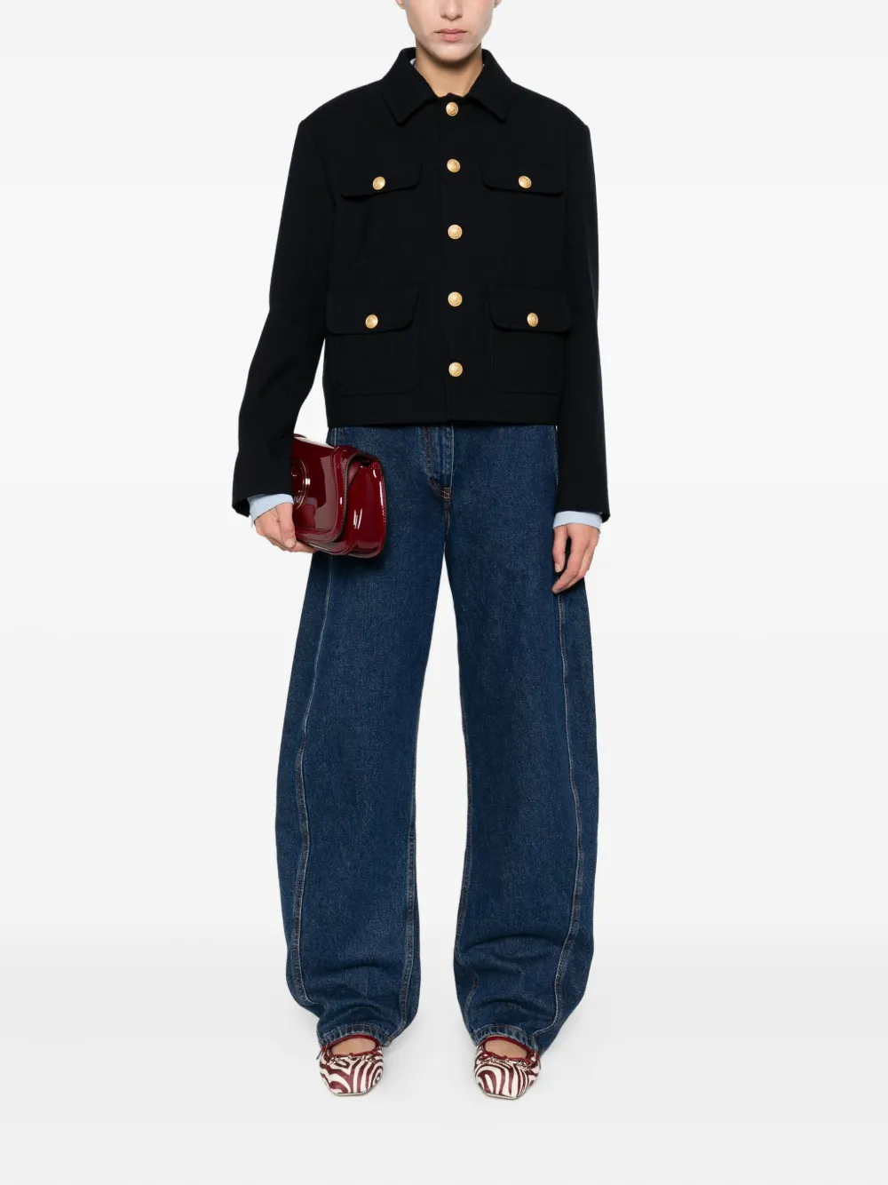 Circolo 1901 Button-down Jacket In Black