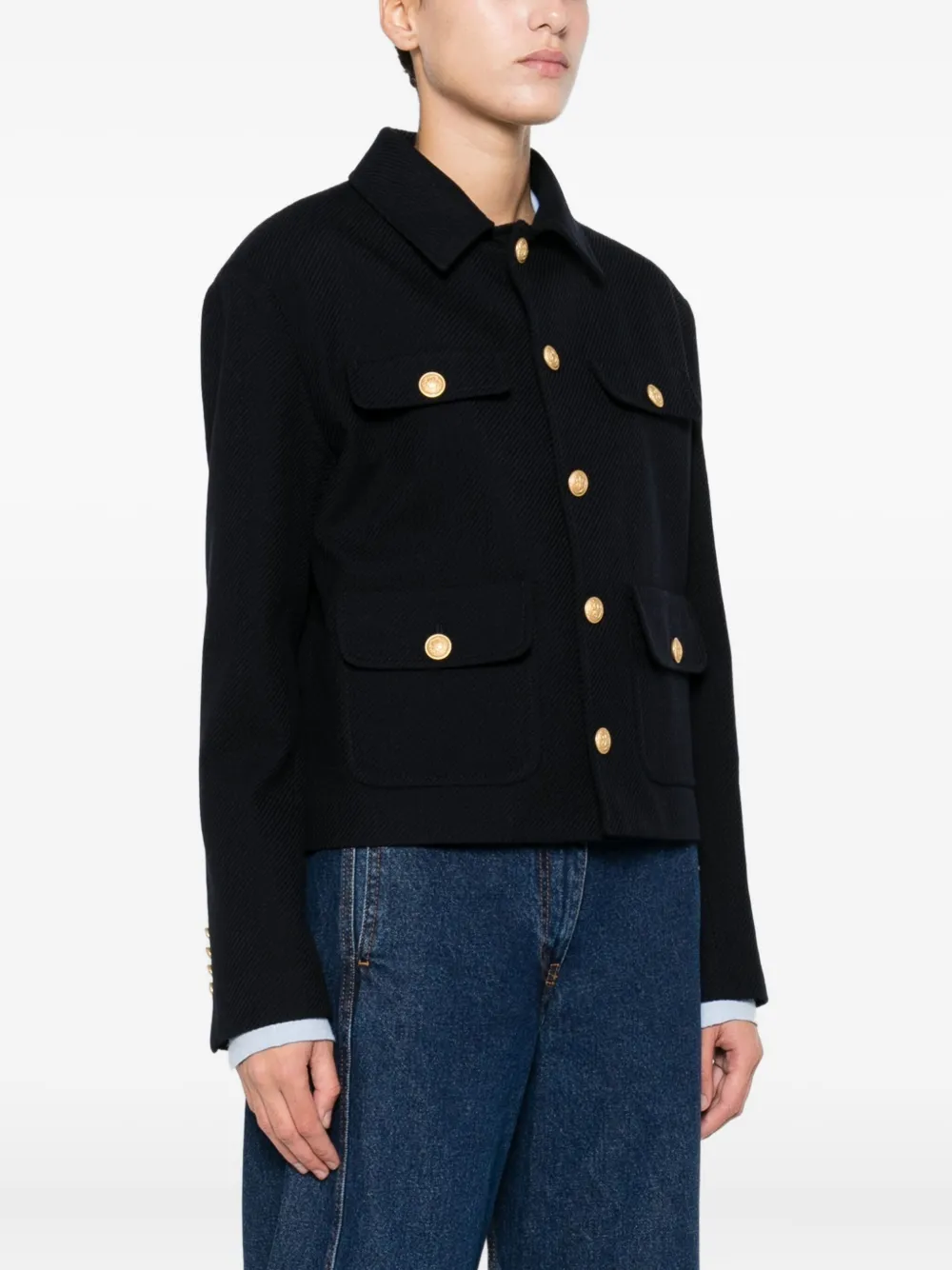 Circolo 1901 Button-down Jacket In Black