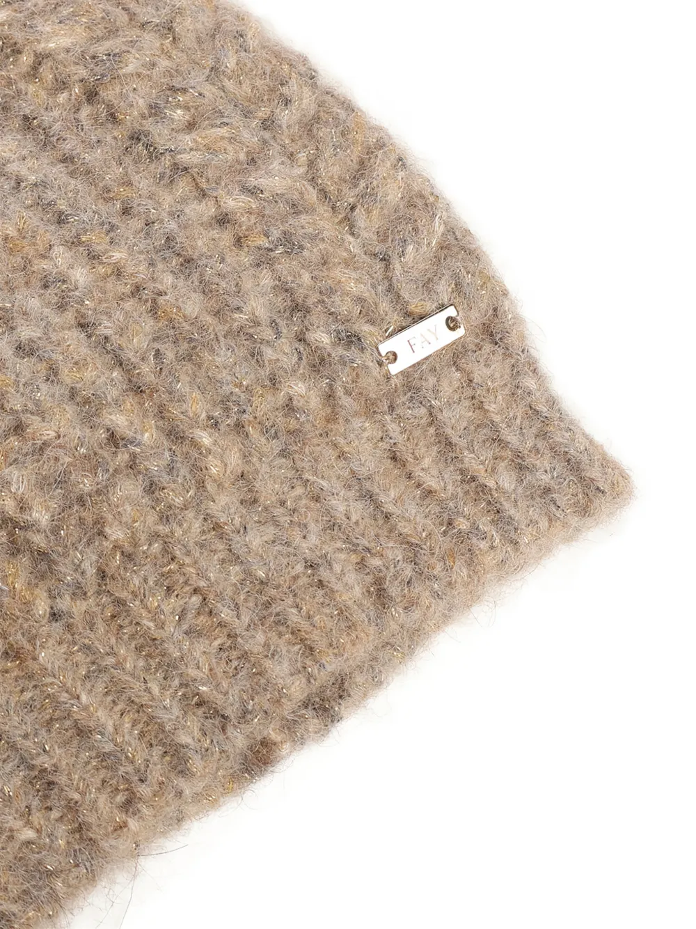  Fay Ribbed Logo-plaque Beanie Hat - Neutrals 