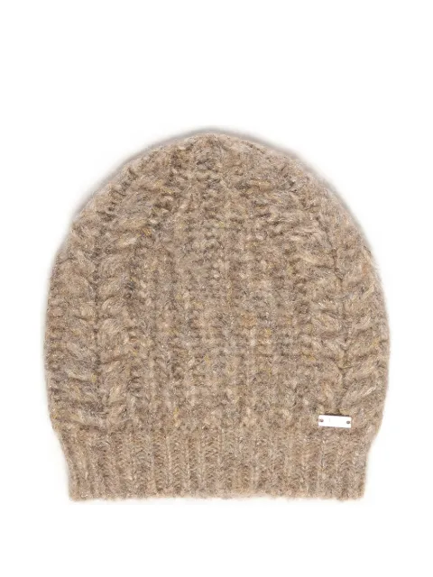 Fay ribbed logo-plaque beanie hat
