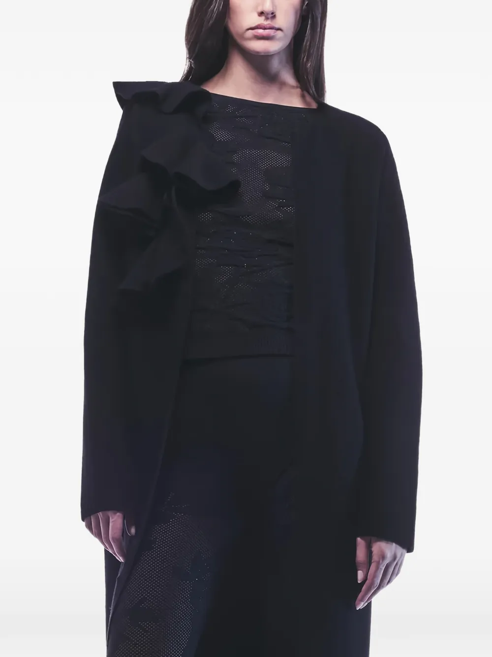 Liviana Conti Aaron ruffled coat - Black