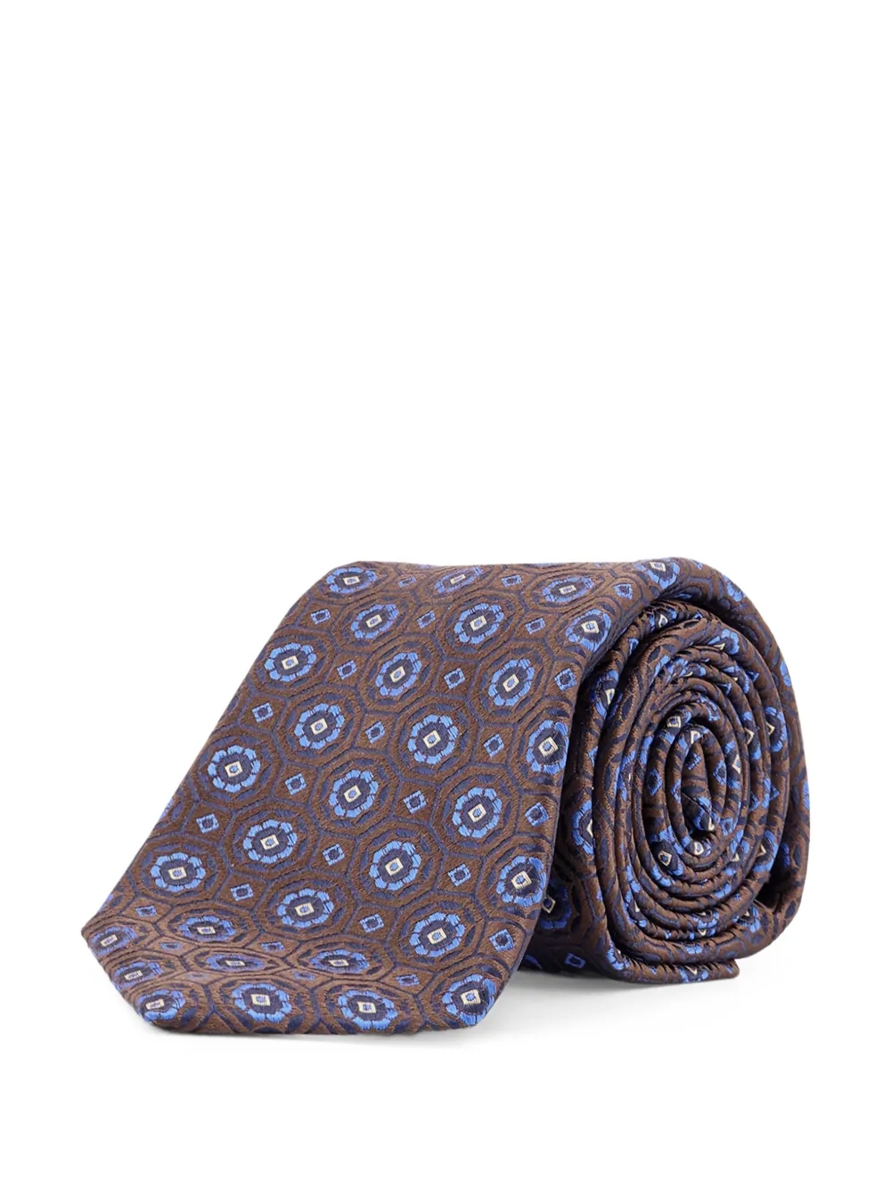 Kiton Geometric-jacquard Tie In Brown