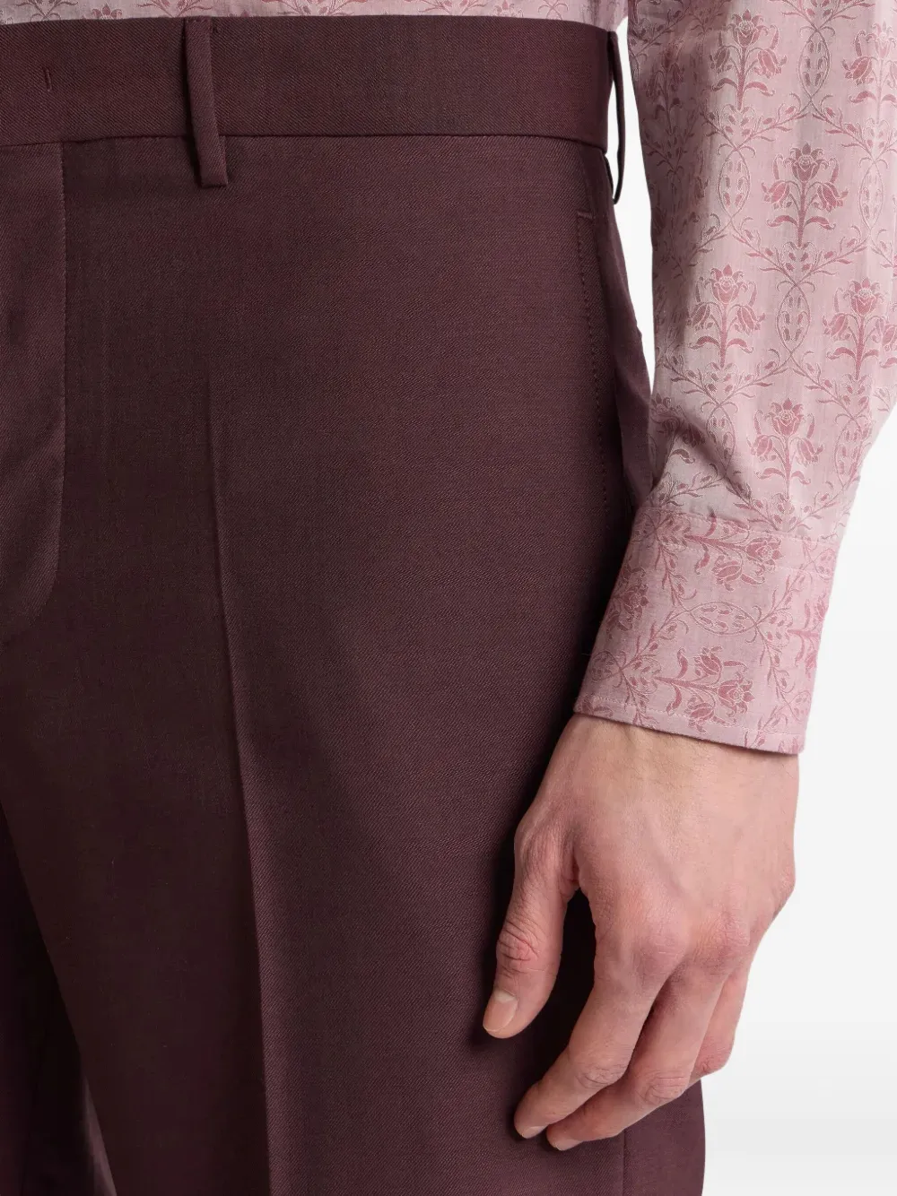 Etro Tailored Wool Trousers With Pleats And Pockets In Burgundy