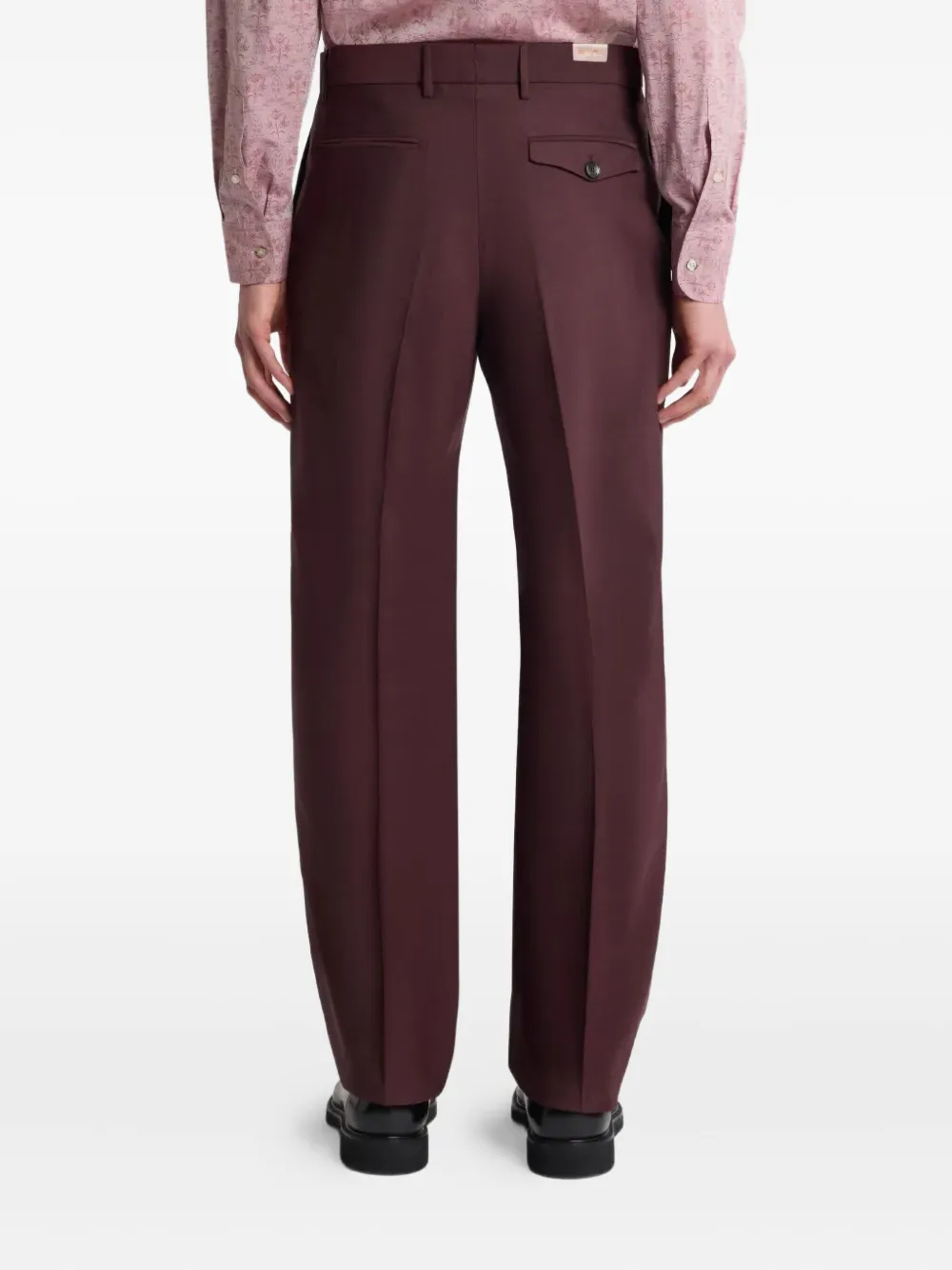Etro Tailored Wool Trousers With Pleats And Pockets In Burgundy