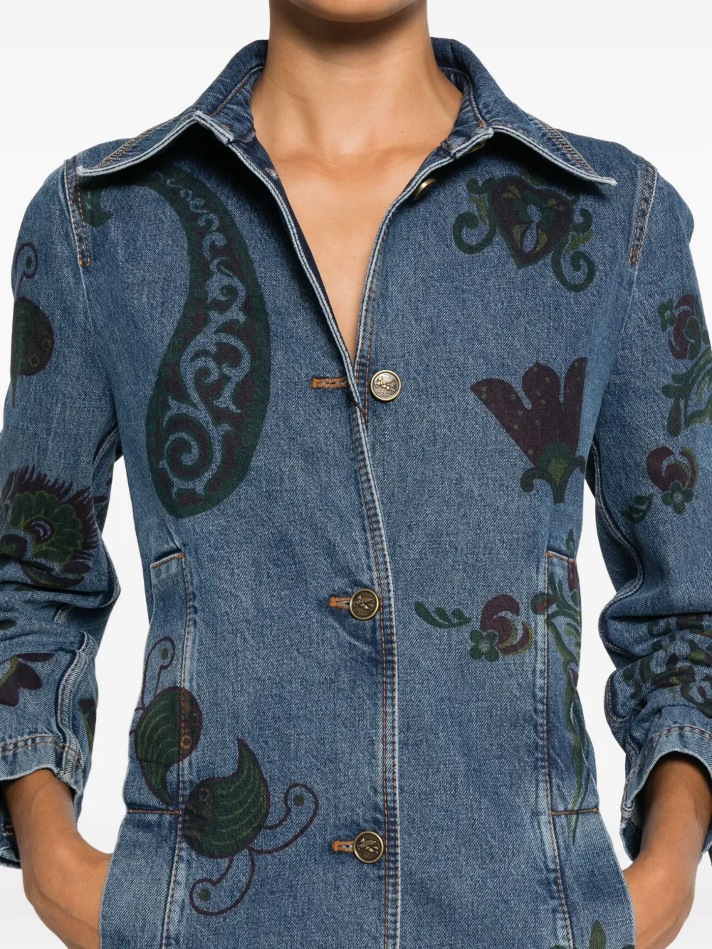 Etro Women Floral Paisley Coat In Blue