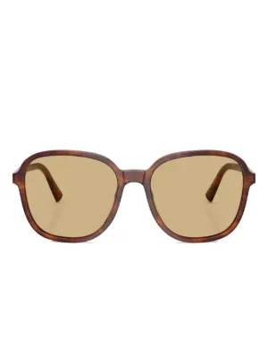 Miu Miu Eyewear スクエアフレーム サングラス | ブラウン | FARFETCH JP