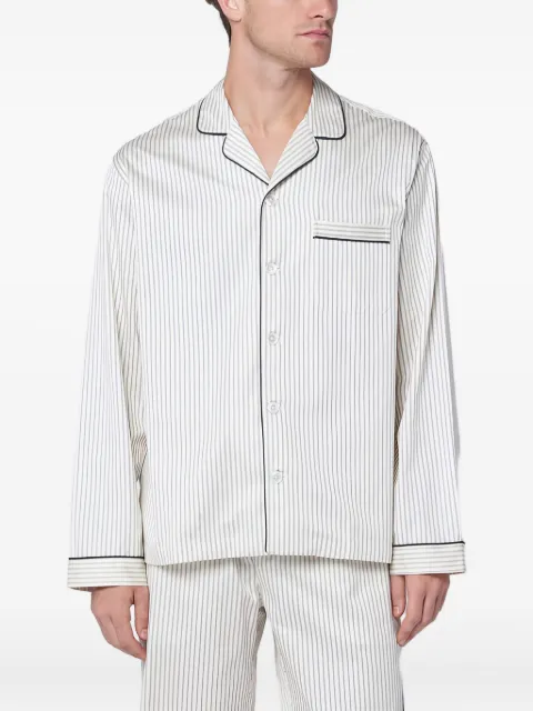 TEKLA striped satin pajama shirt