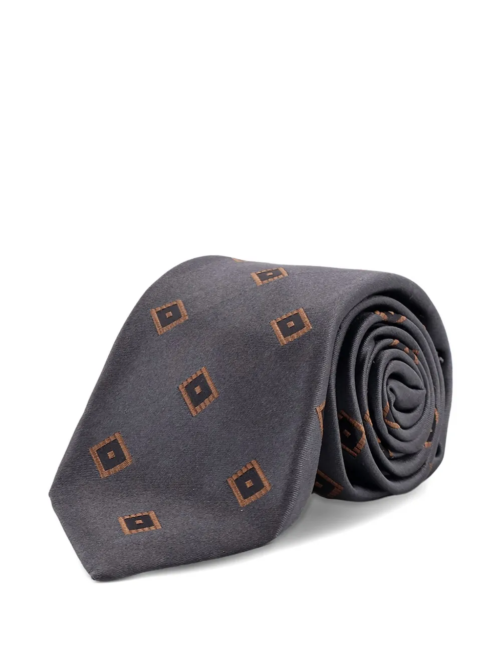 Kiton diamond-pattern tie - Grijs