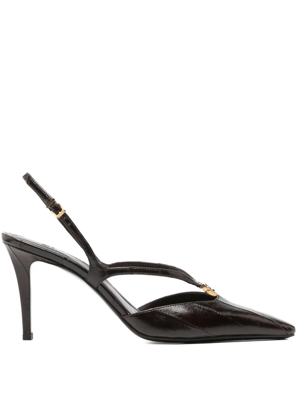 FENDI leather high-heeled slingback pumps Bruin