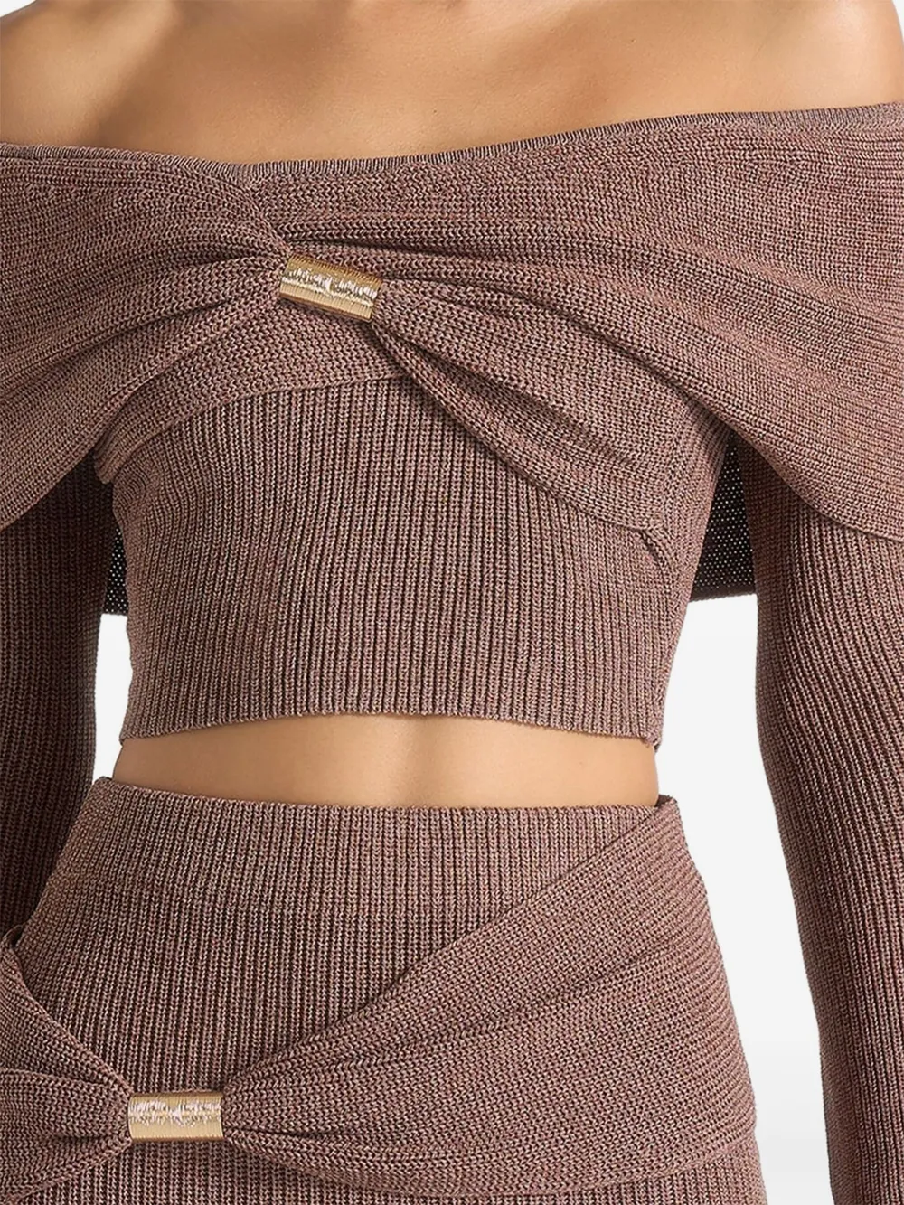 Manière De Voir Shana asymmetrische bardot top met hardware detail Beige