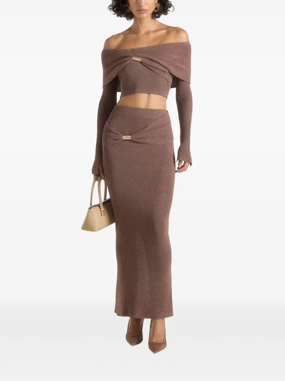 Manière De Voir Amy knit maxi skirt - Beige