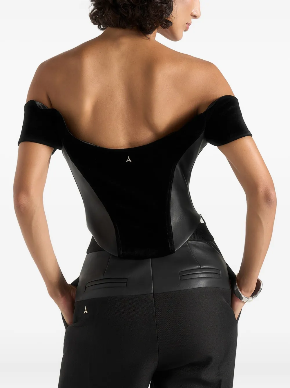 Manière De Voir Fae Bardot Corset Top In Black