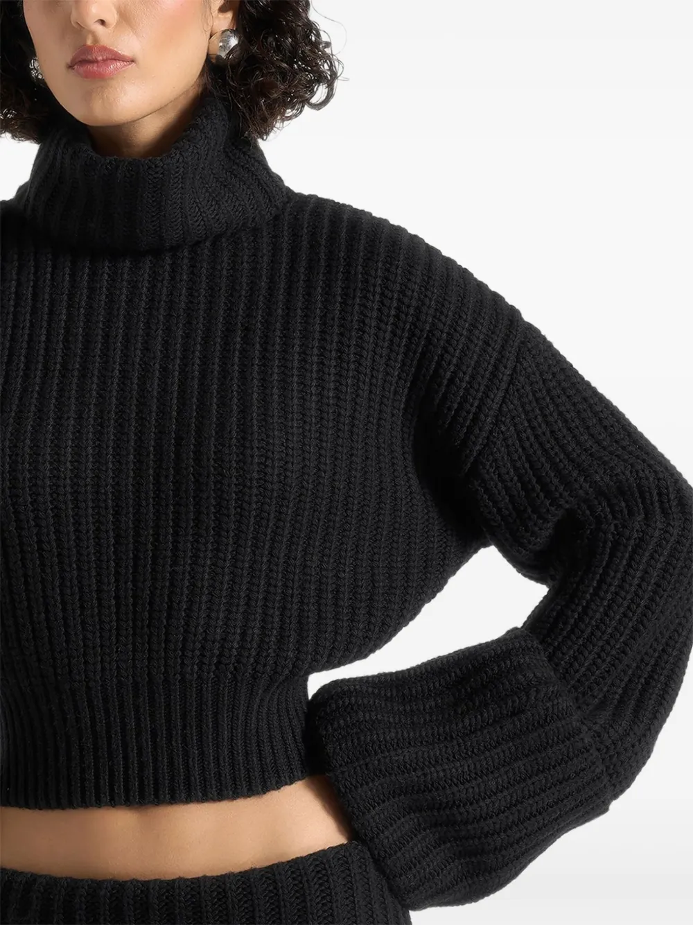 Manière De Voir Amaya Roll-neck Cuffed Knit Sweater In Black