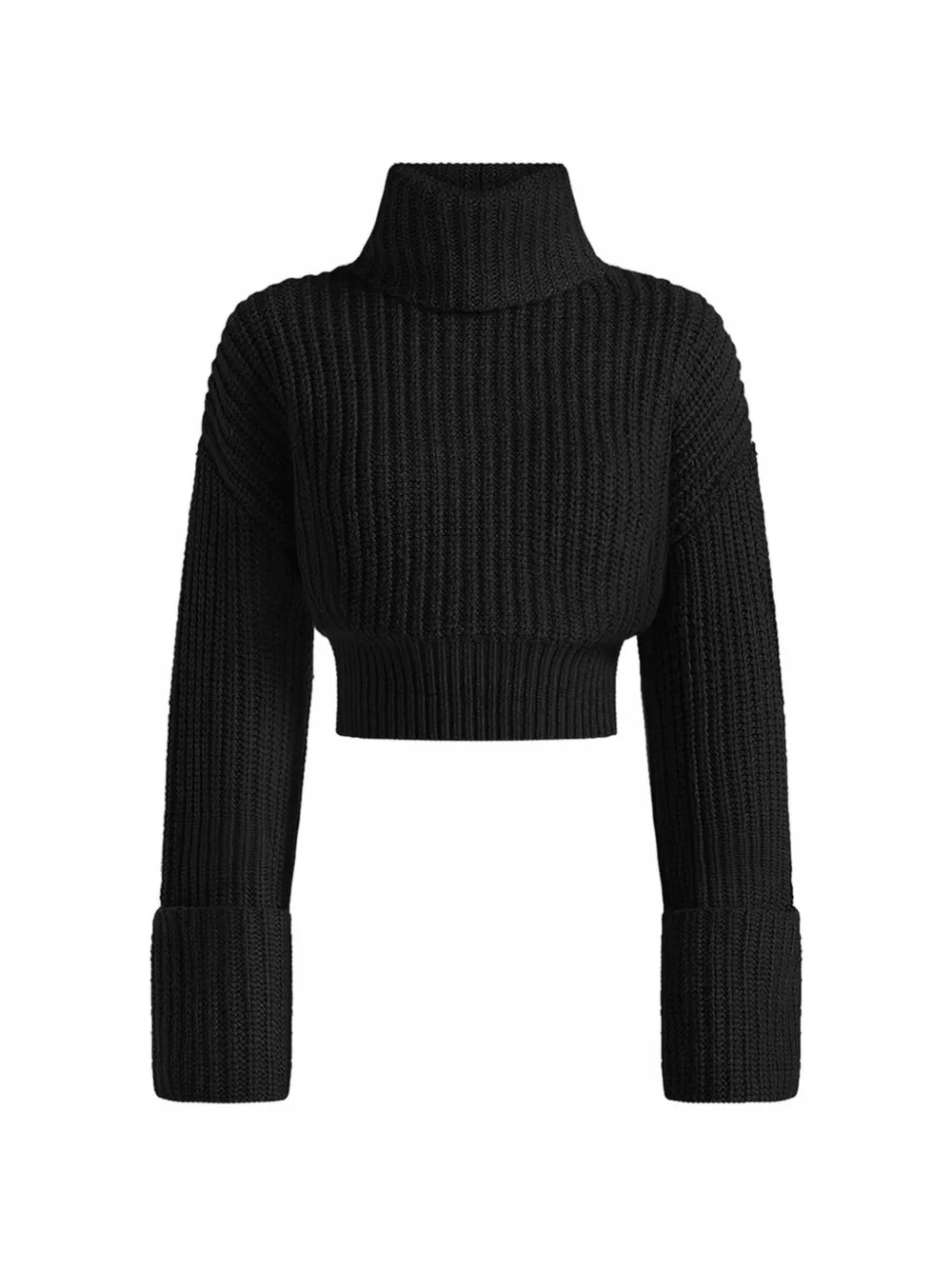 Manière De Voir Amaya roll-neck cuffed knit sweater - Nero
