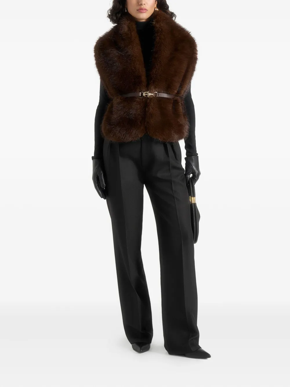 Manière De Voir Lira faux-fur belted gilet | Waistcoats & Gilets | Image 2
