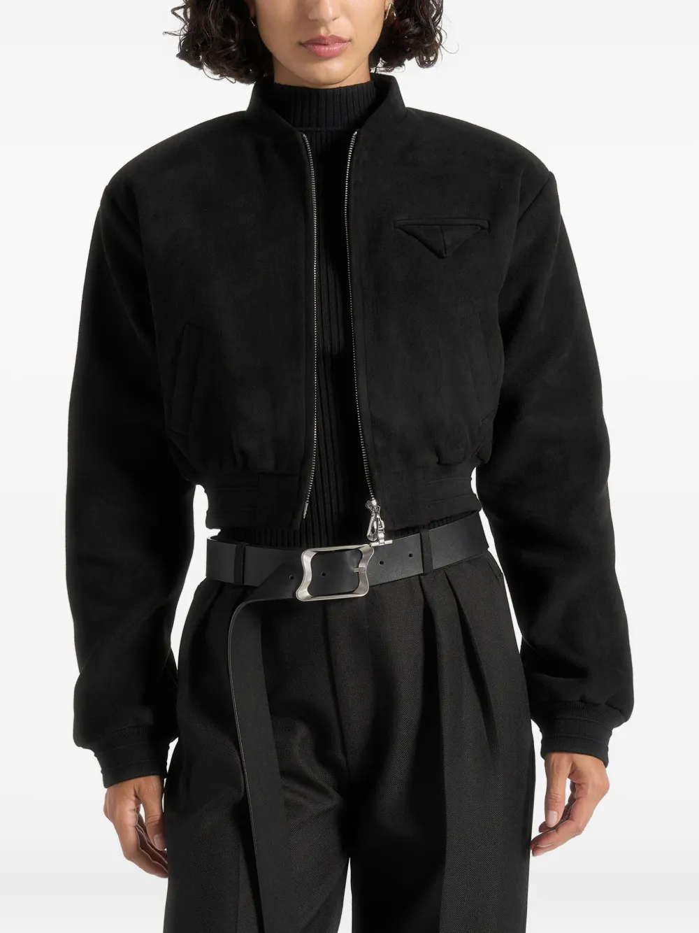 Manière De Voir Monique wide-shoulder zip jacket | Black | Image 1