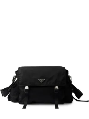 Prada キャンバスショルダーバッグ | ブラック | FARFETCH JP