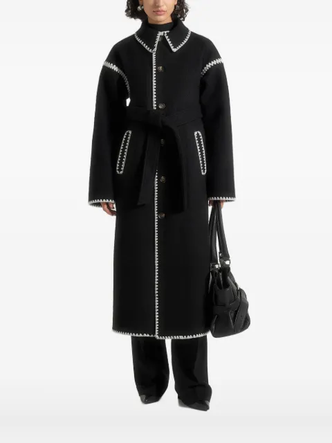 Manière De Voir Elora blanket-stitch belted coat