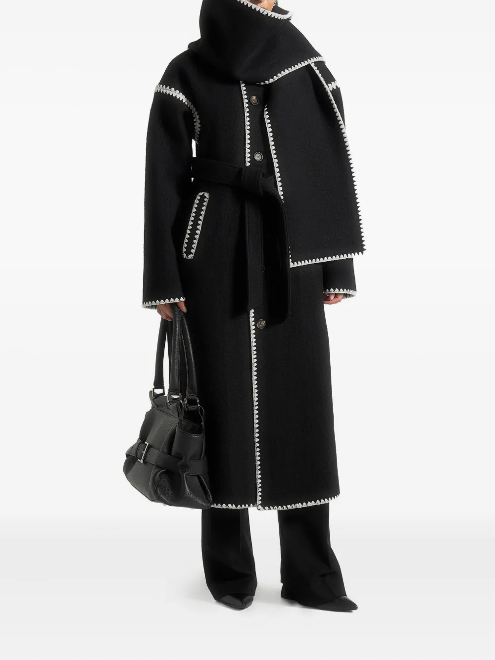 Manière De Voir Elora blanket-stitch belted coat | Single Breasted Coats | Image 2
