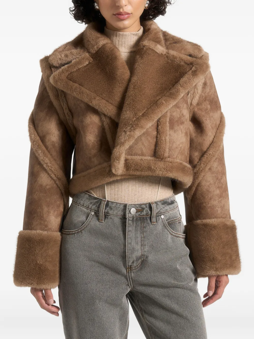 Manière De Voir Kena plush detachable-sleeves jacket | Neutrals | Image 1