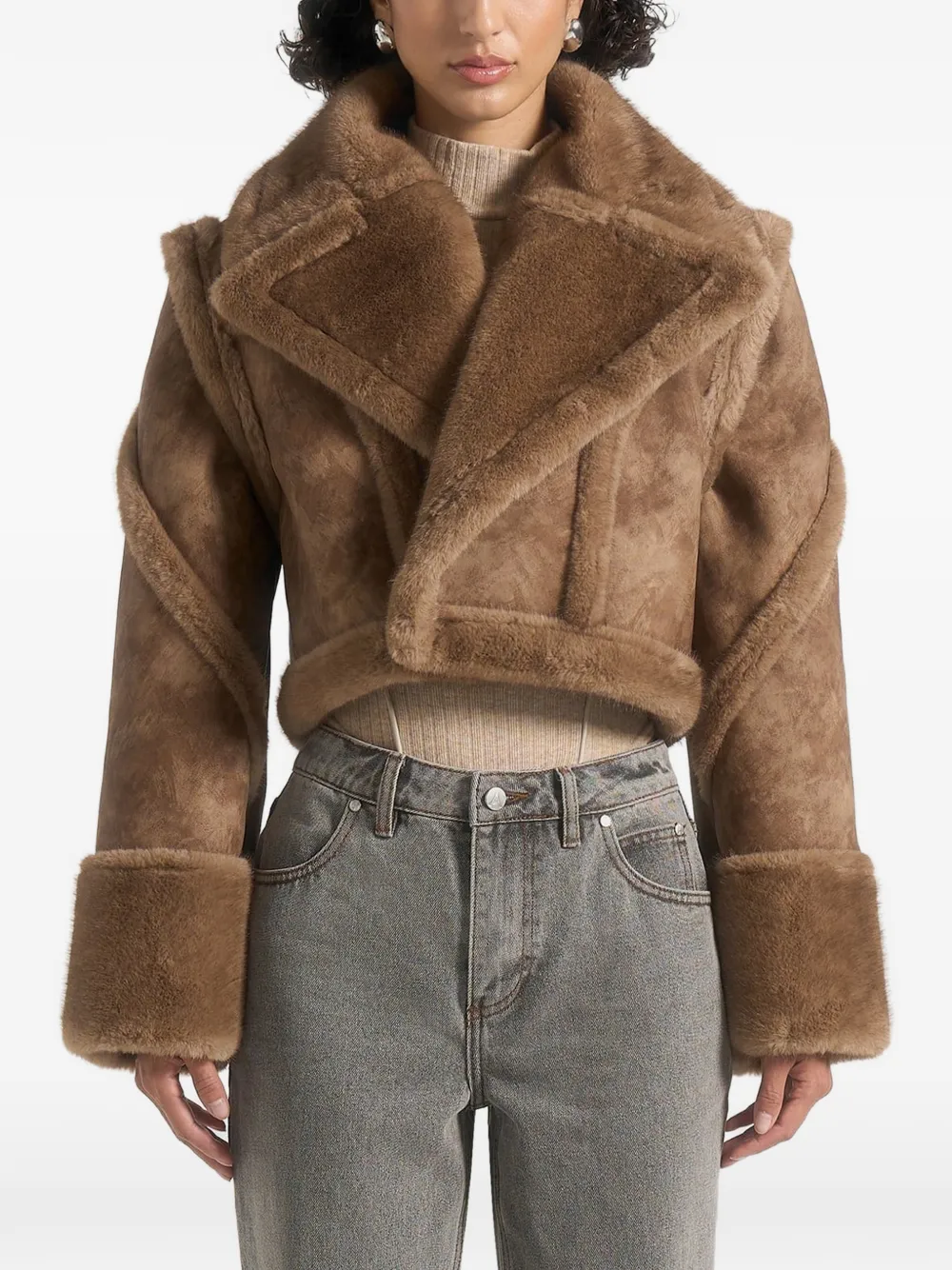 Manière De Voir Kena plush detachable-sleeves jacket - Toni neutri