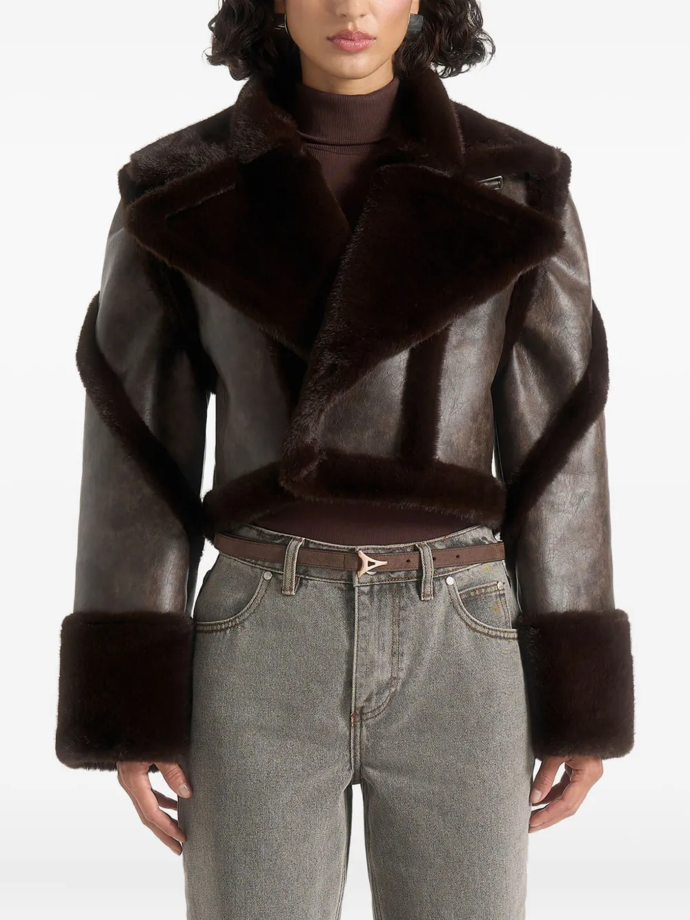 Manière De Voir Kena plush detachable-sleeves jacket | Brown | Image 1