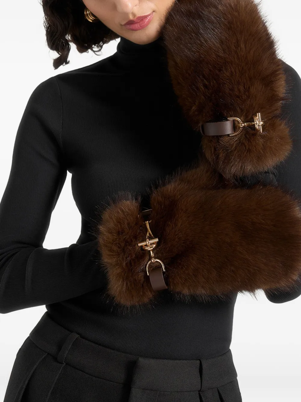 Manière De Voir Alva handschoenen met afneembare riem Bruin