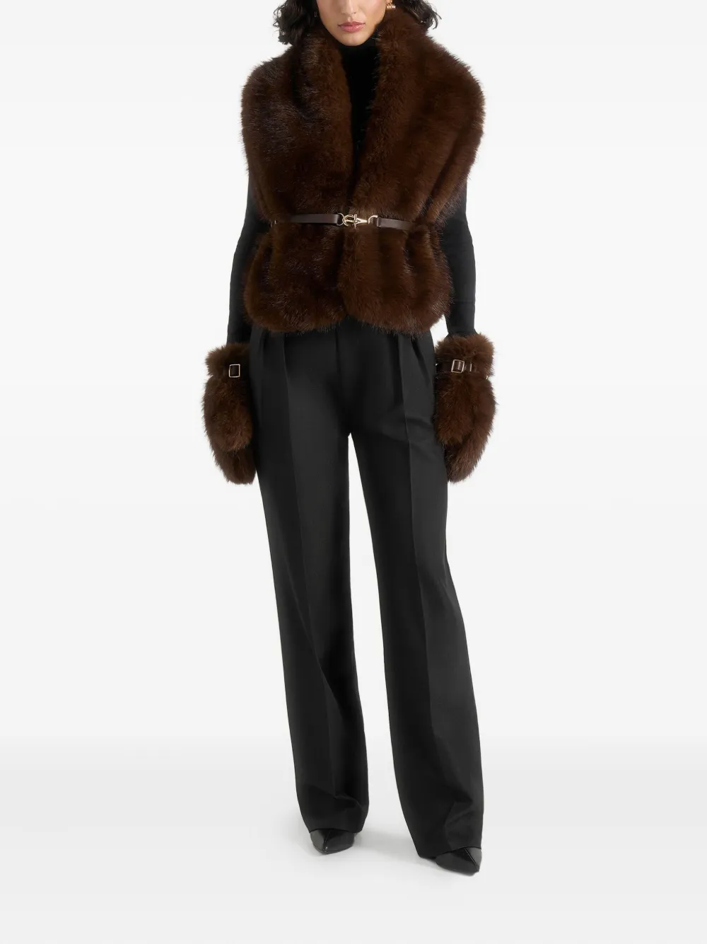 Manière De Voir Alva detachable-belt gloves | Brown | Image 1