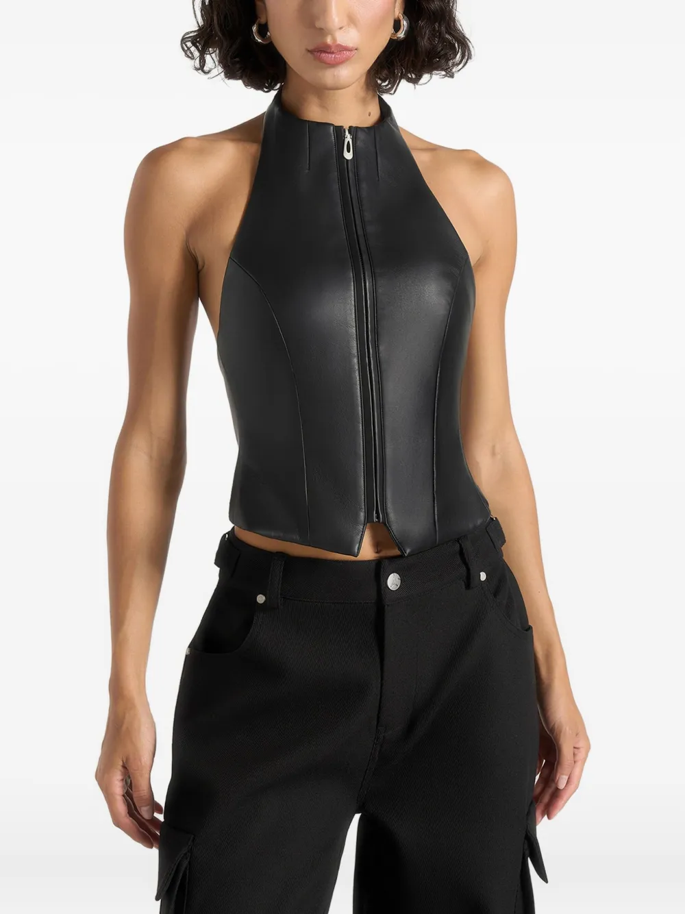 Manière De Voir Claudette halter zip top | Black | Image 1