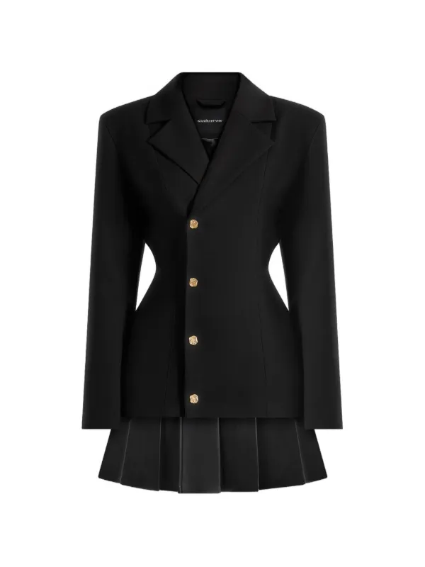 Manire de Voir Nicole Pleated Mini Blazer Dress - Black