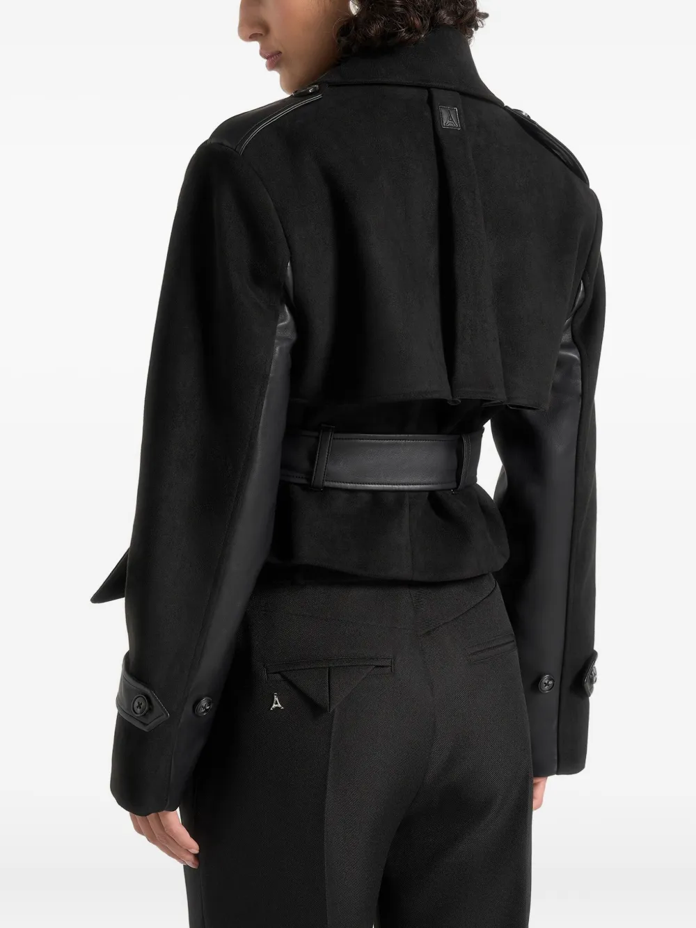 Manière De Voir Lelia Epaulets Belted Jacket In Black