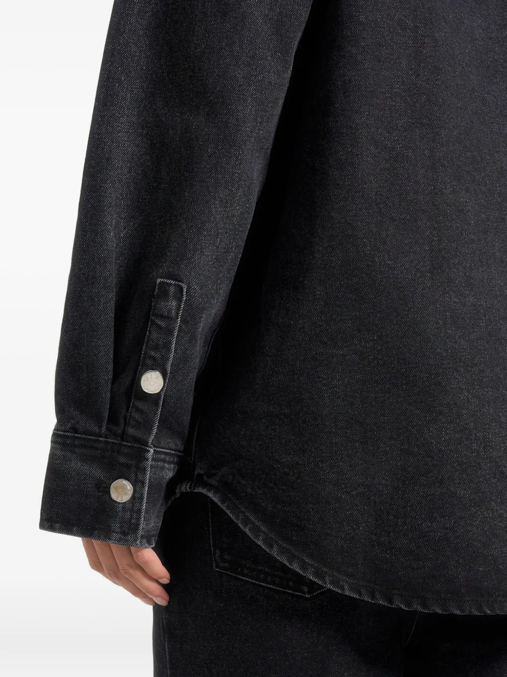 Manière De Voir Joy oversized denim blouse met wassing Zwart