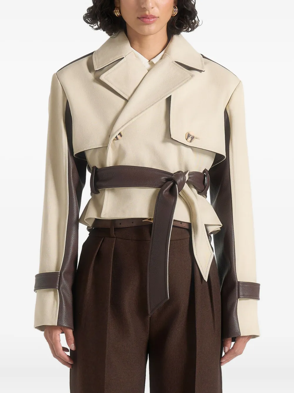 Manière De Voir Lelia Lapel Belted Jacket In Multi