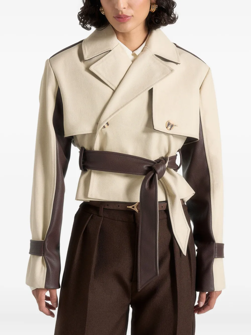 Manière De Voir Lelia lapel belted jacket | Neutrals | Image 1