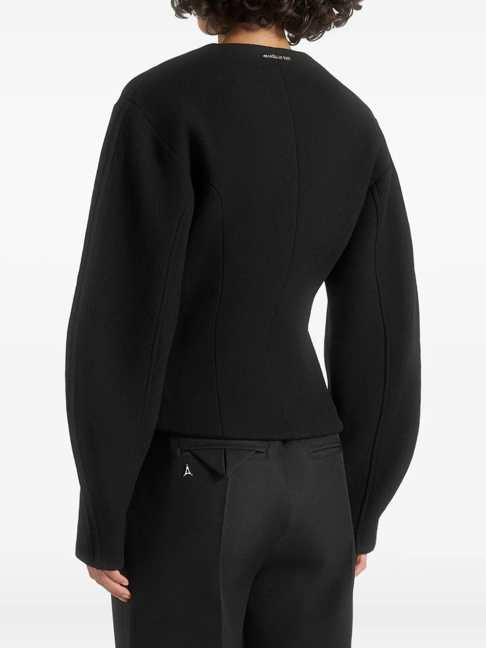 Manière De Voir Aya Balloon-sleeve Hourglass Jacket In Black