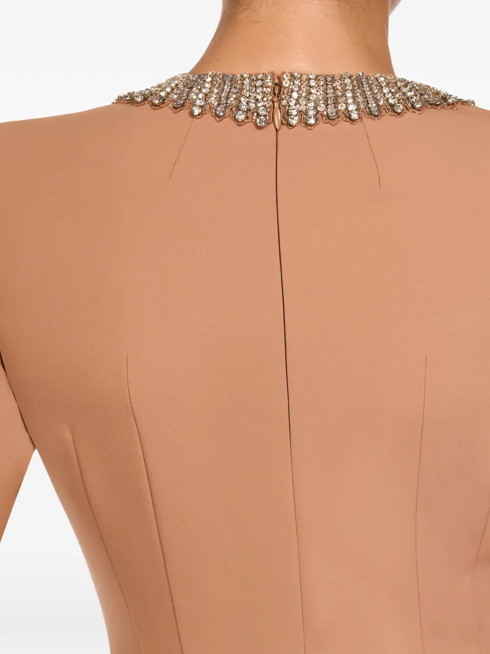 Jenny Packham Cora midi-jurk verfraaid met kraag Beige