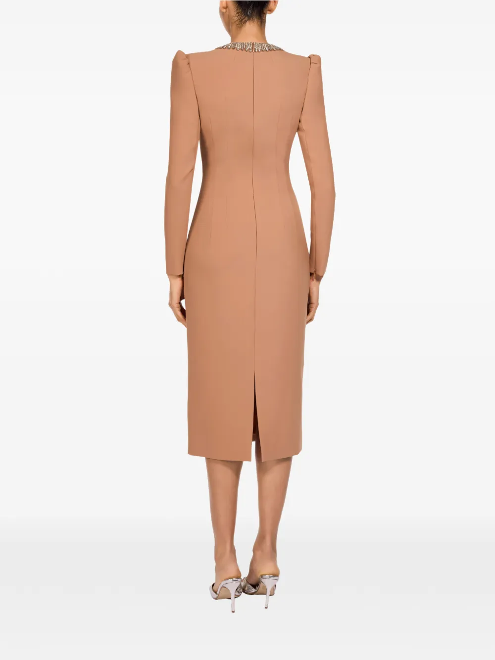  Jenny Packham Cora Collar-embellished Midi Dress - Neutrals 