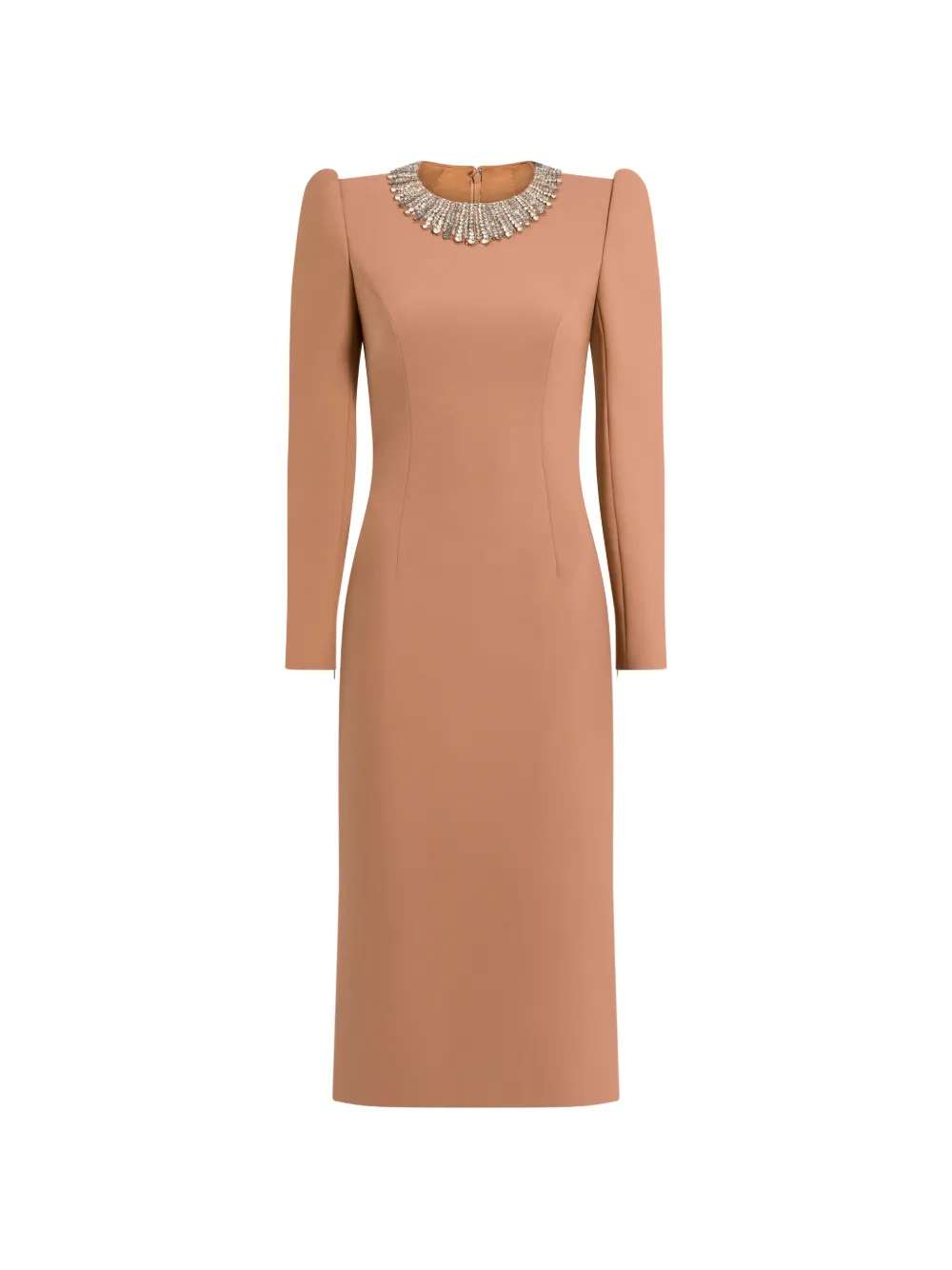 Jenny Packham Cora collar-embellished midi dress - Toni neutri