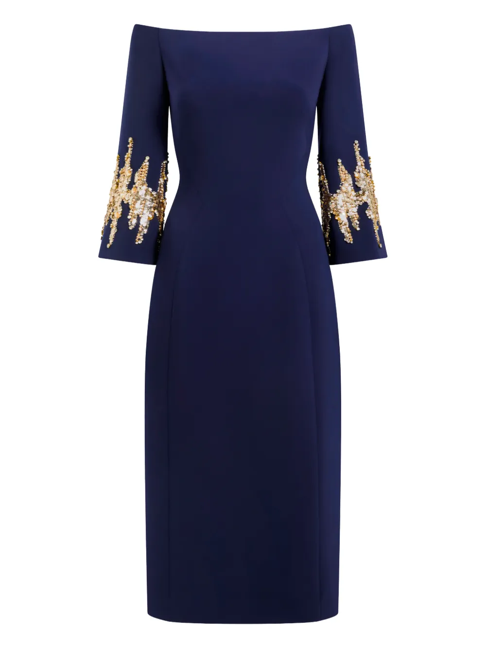 Jenny Packham Aster sequin-embellished off-shoulder midi dress - Blue