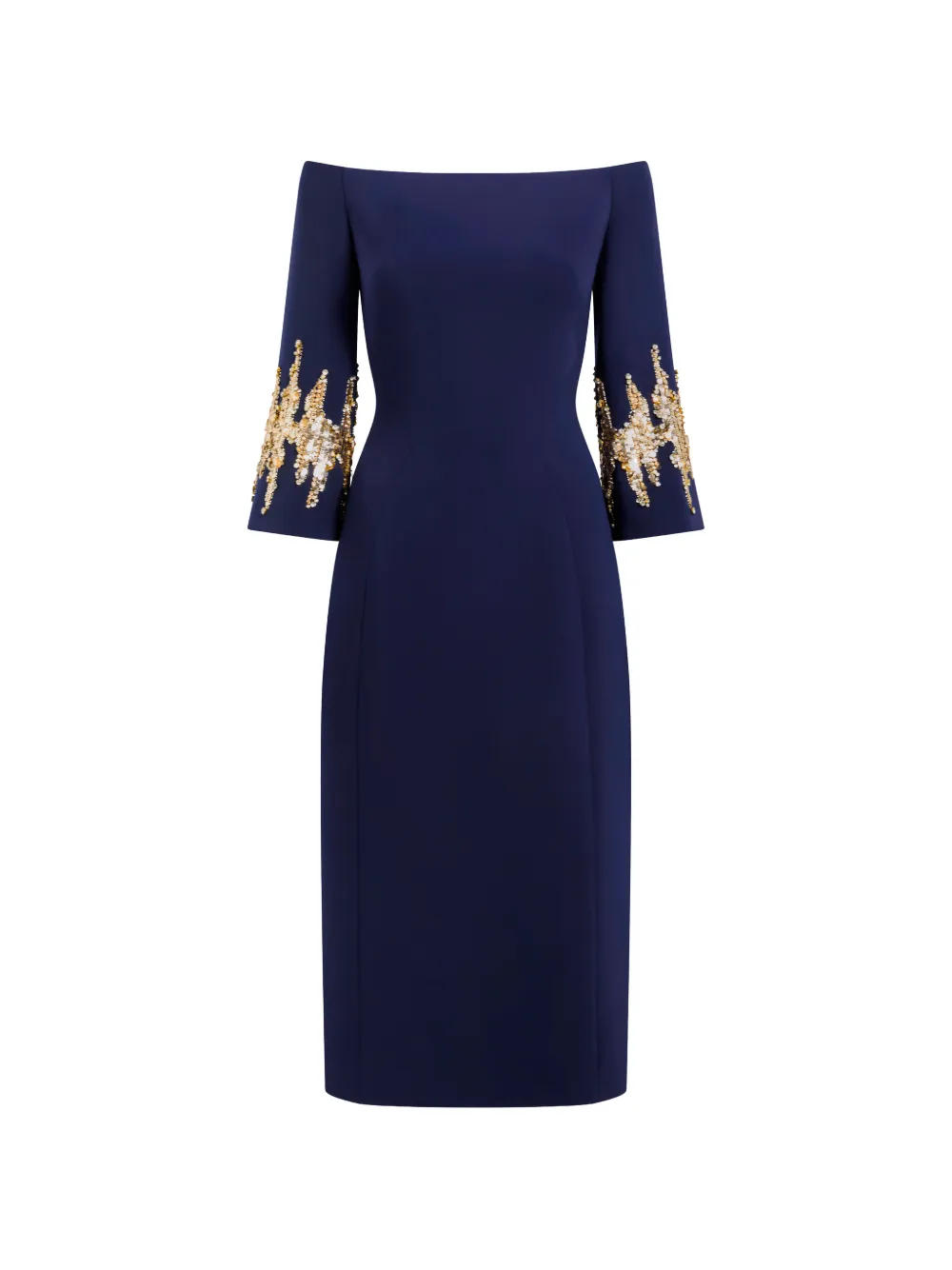 Jenny Packham Aster sequin-embellished off-shoulder midi dress - Blue